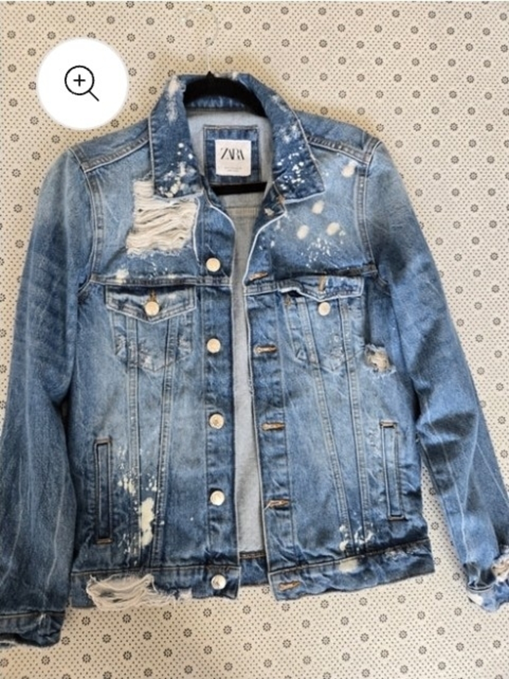 Zara Distressed Light Blue Denim Jacket